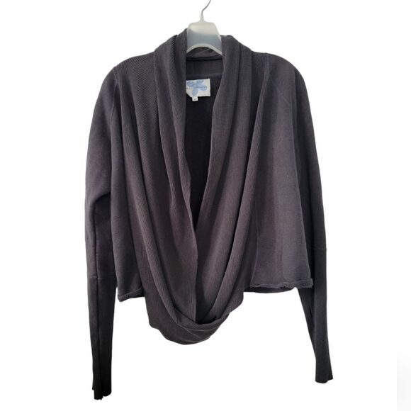 Clary Sage Organics Sweaters - Clary Sage Organics Bamboo Organic Cotton Gray Wrap Cardigan Sweater Size L Snap